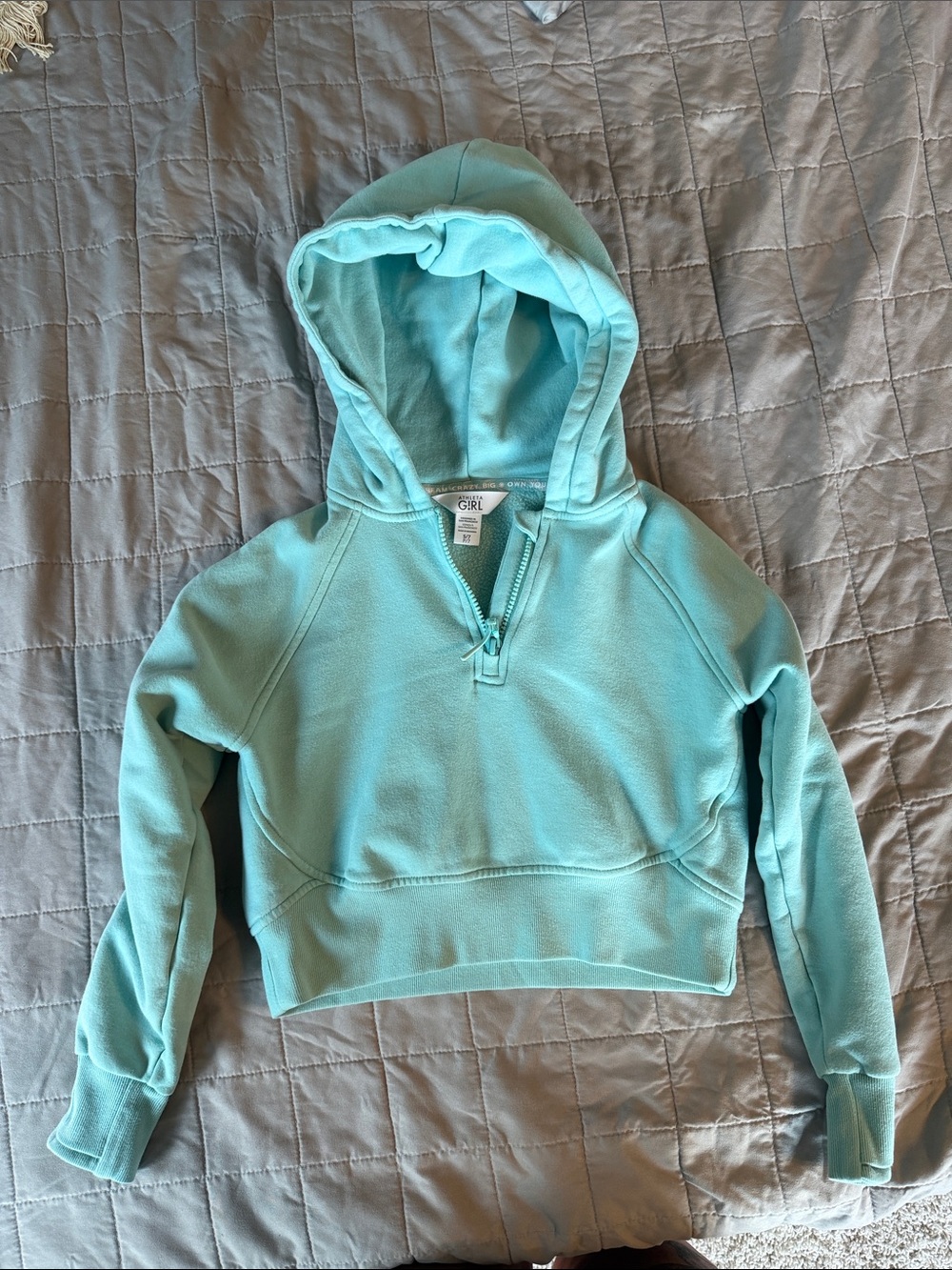 Athleta Girl’s Light Teal Hooded Pullover Sweatshirt